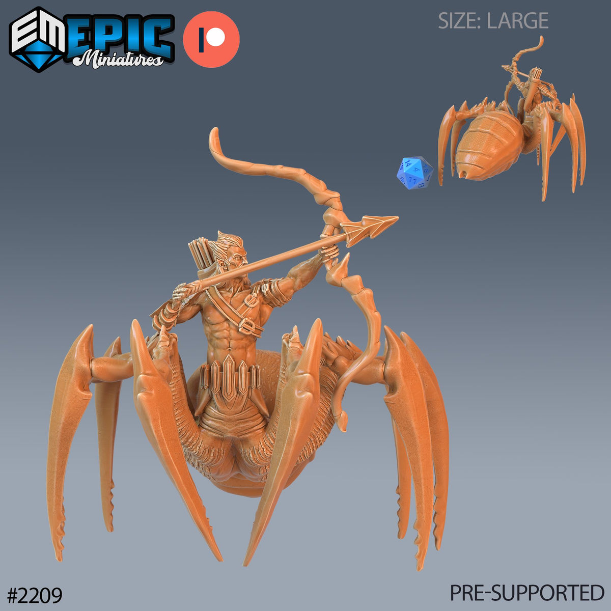 Dark Elf Spider Option #2209 front DND miniature Secret Minds 16k resin