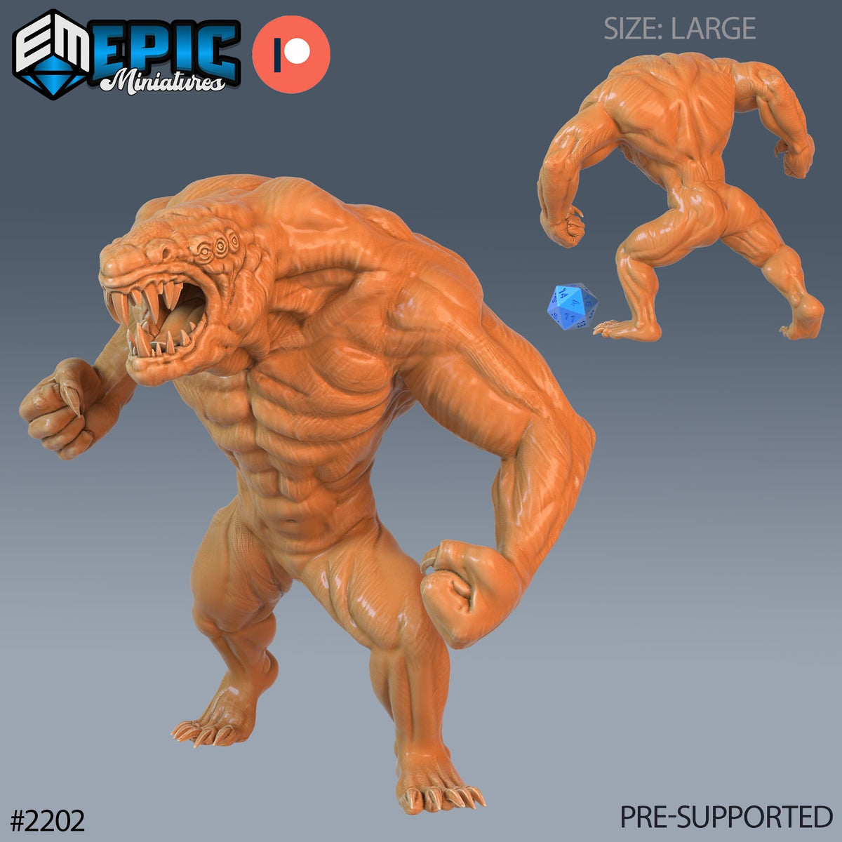 Gray Render Option #2202 front DND miniature Secret Minds 16k resin