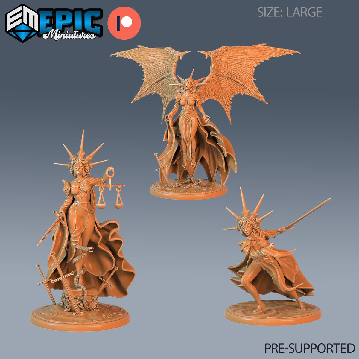 Justicia Set of 3 DND miniatures group photo Justice Hills