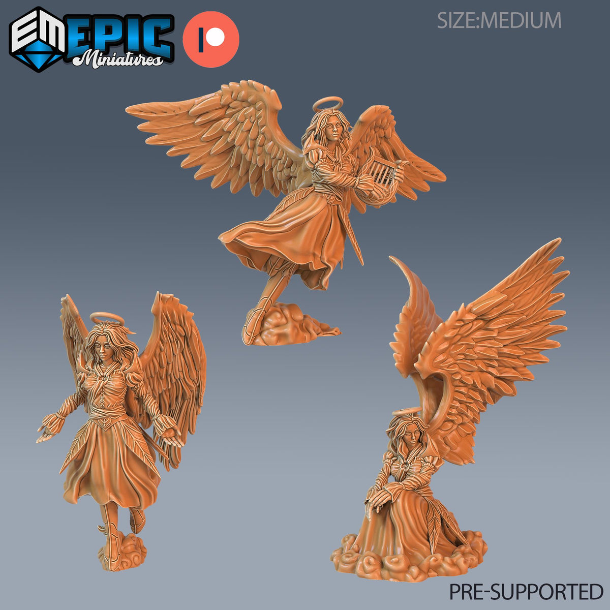 Angel Female Set of 3 DND miniatures group photo Justice Hills