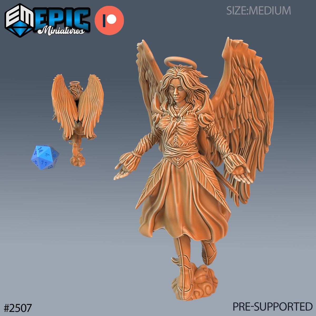 Angel Female Option #2507 front DND miniature Justice Hills 16k resin