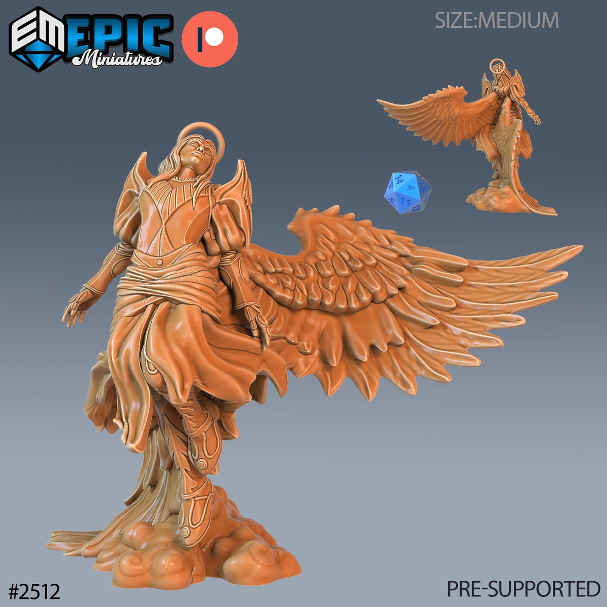 Angel Male Option #2512 front DND miniature Justice Hills 16k resin