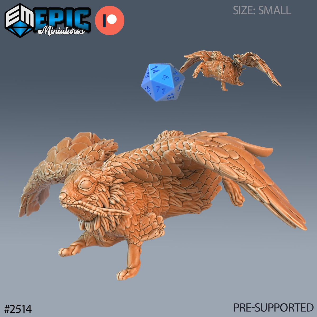 Flying Rabbit Option #2514 front DND miniature Justice Hills 16k resin