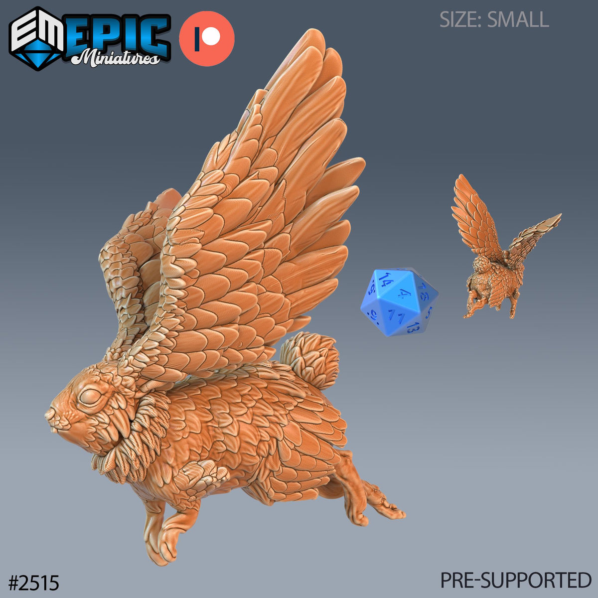 Flying Rabbit Option #2515 front DND miniature Justice Hills 16k resin