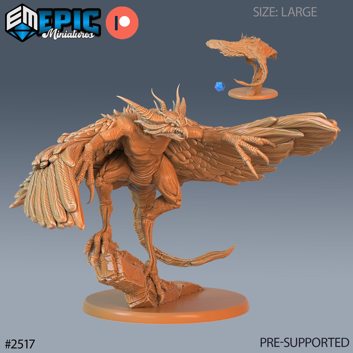 Harpy Beast Option #2517 front DND miniature Justice Hills 16k resin