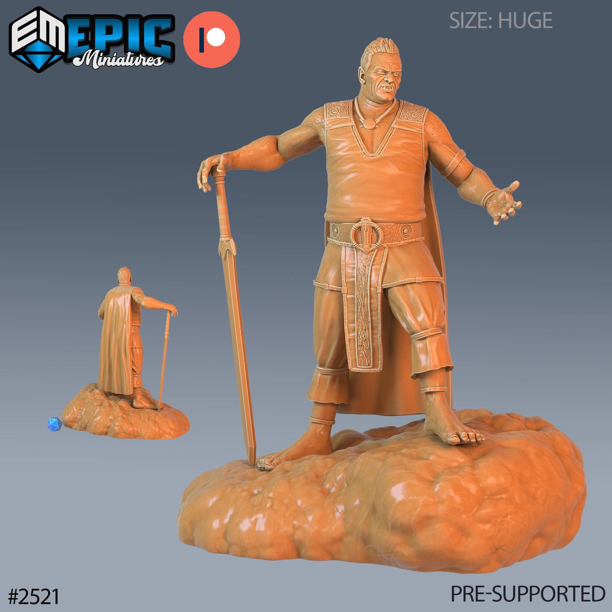 Cloud Giant Option #2521 front DND miniature Justice Hills 16k resin