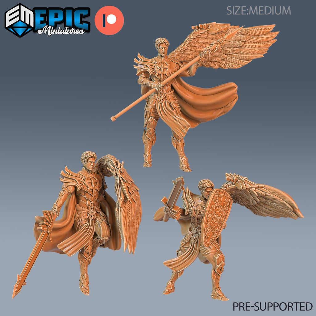 Half Angel Paladin Set of 3 DND miniatures group photo Justice Hills