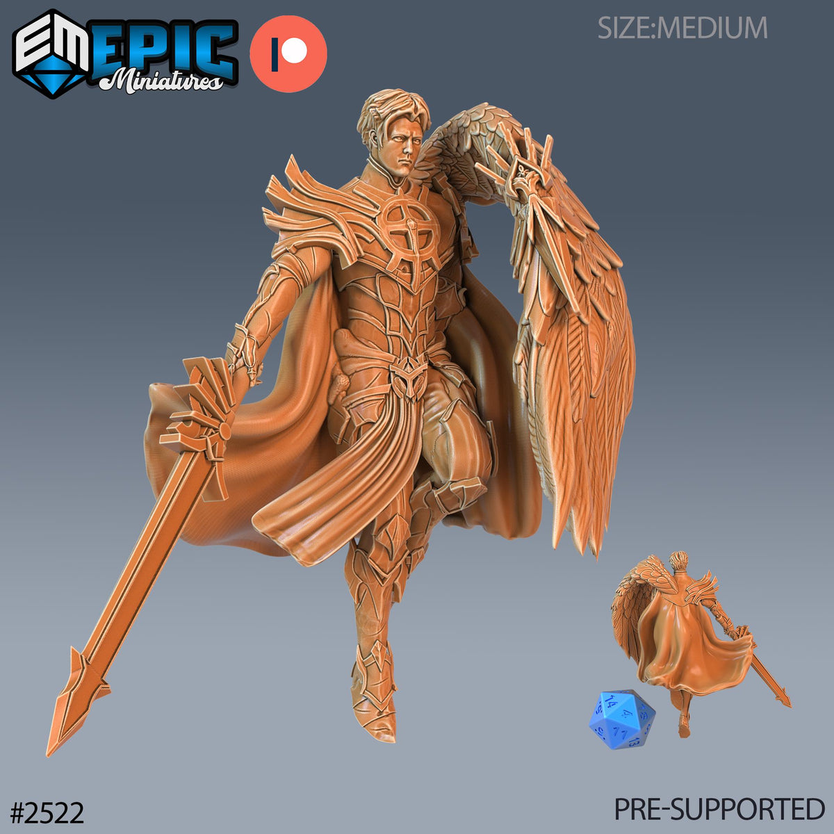 Half Angel Paladin Option #2522 front DND miniature Justice Hills 16k resin