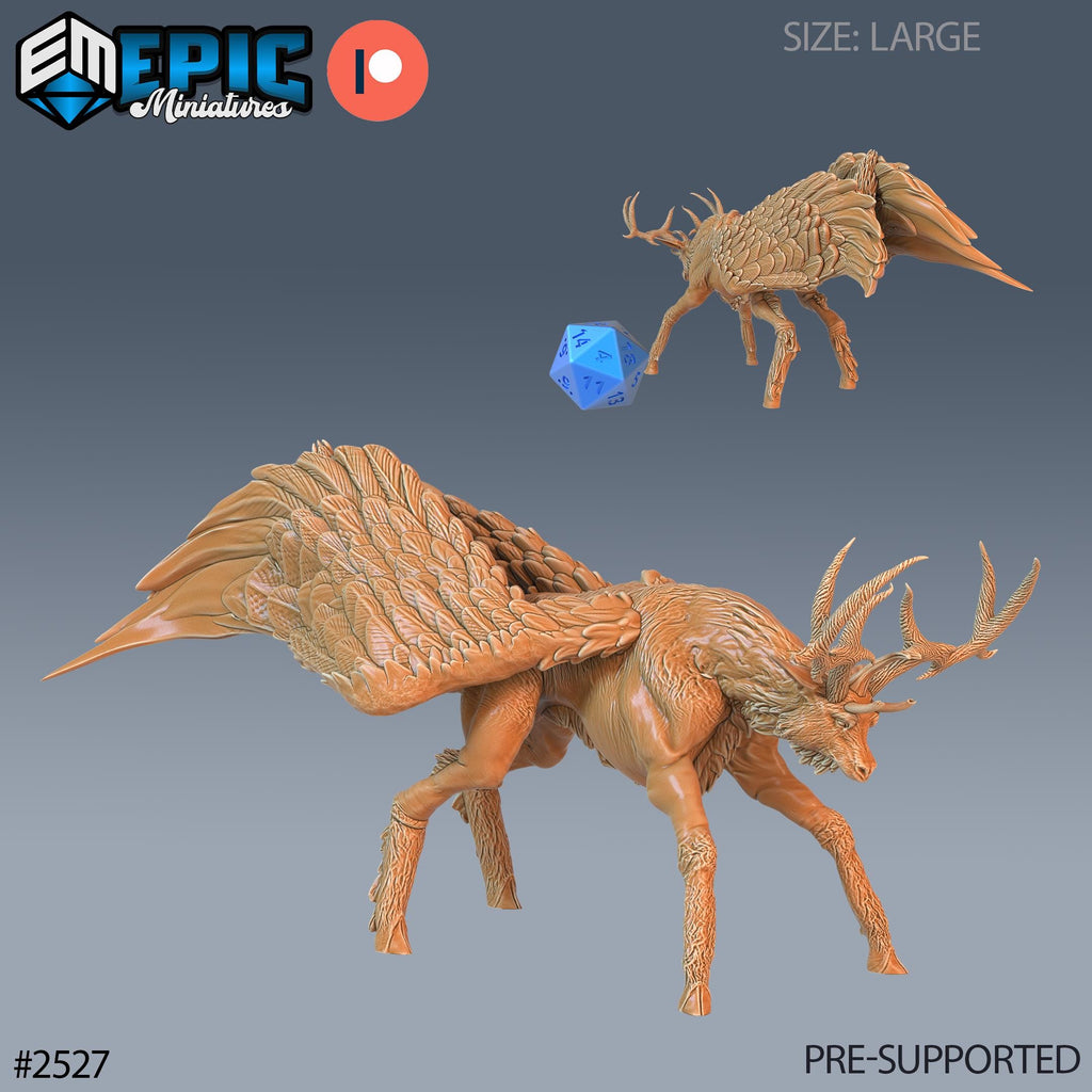 Winged Deer Option #2527 front DND miniature Justice Hills 16k resin