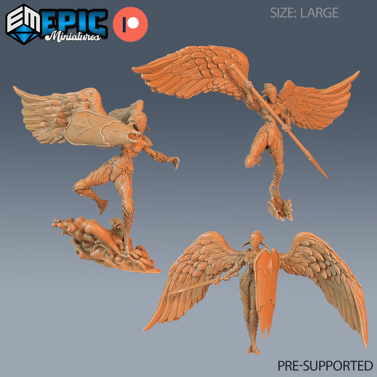 Animated Angel Statue Set of 3 DND miniatures group photo Justice Hills