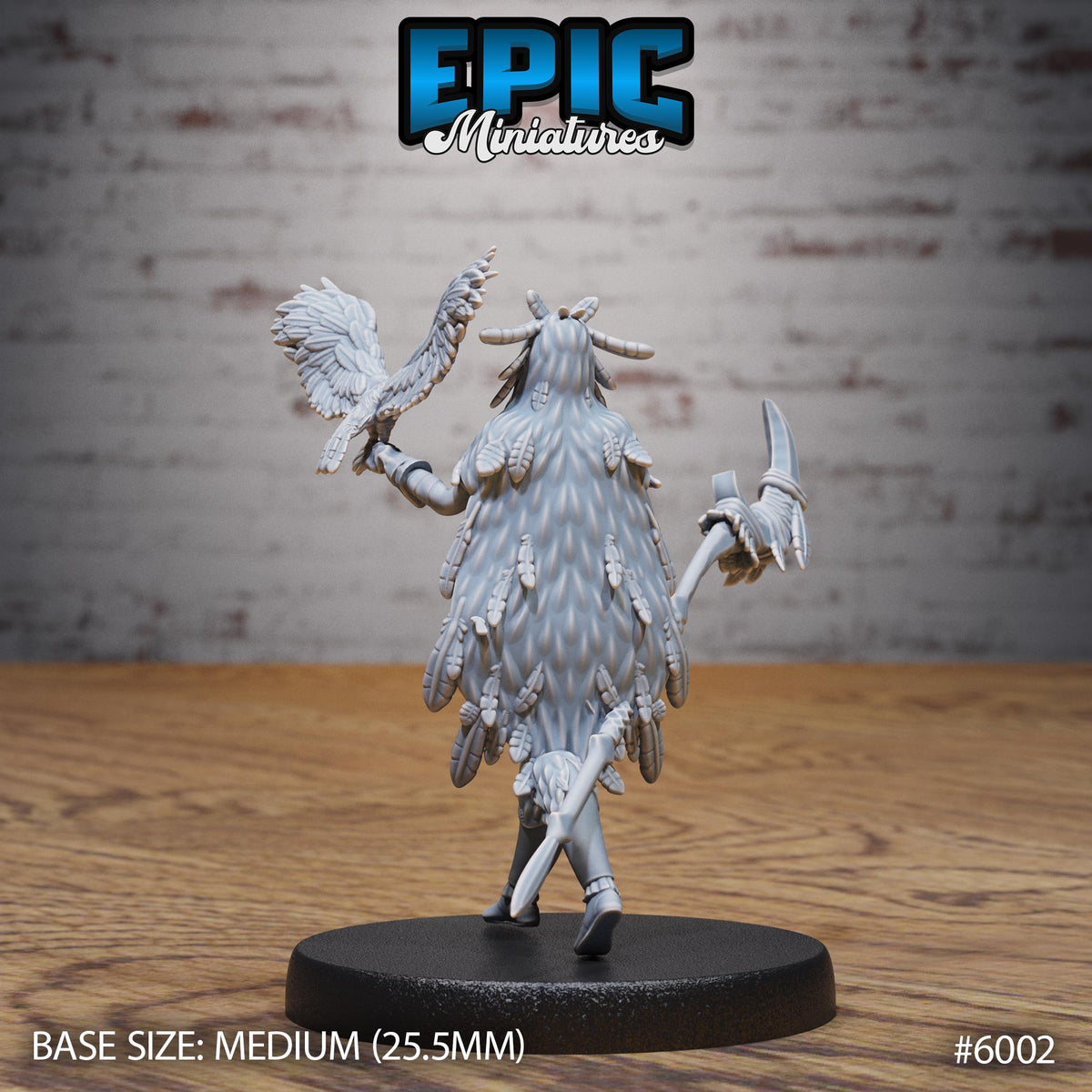 Raven Shaman Option #6002 back DND miniature Native Magic 16k resin