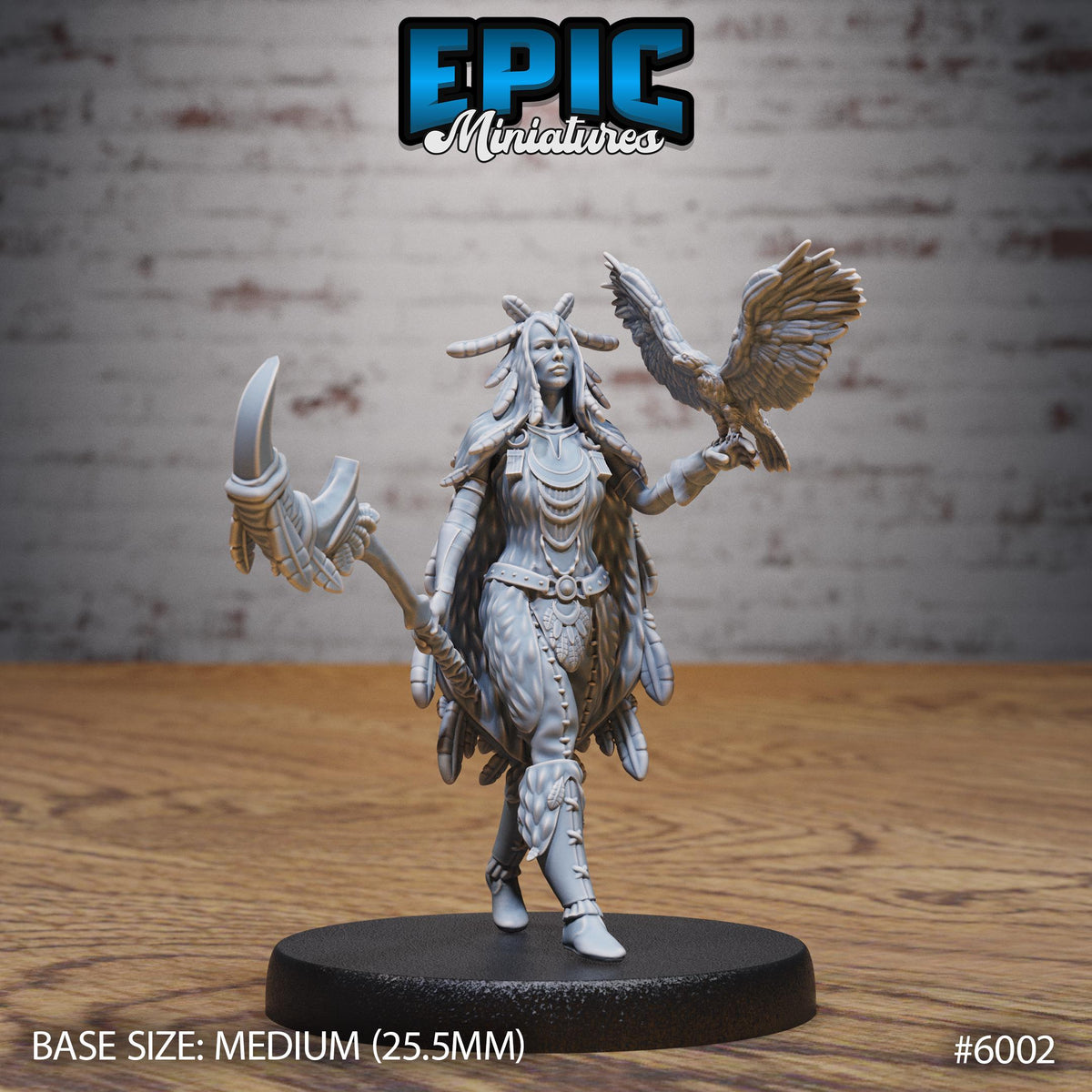 Raven Shaman Option #6002 front DND miniature Native Magic 16k resin