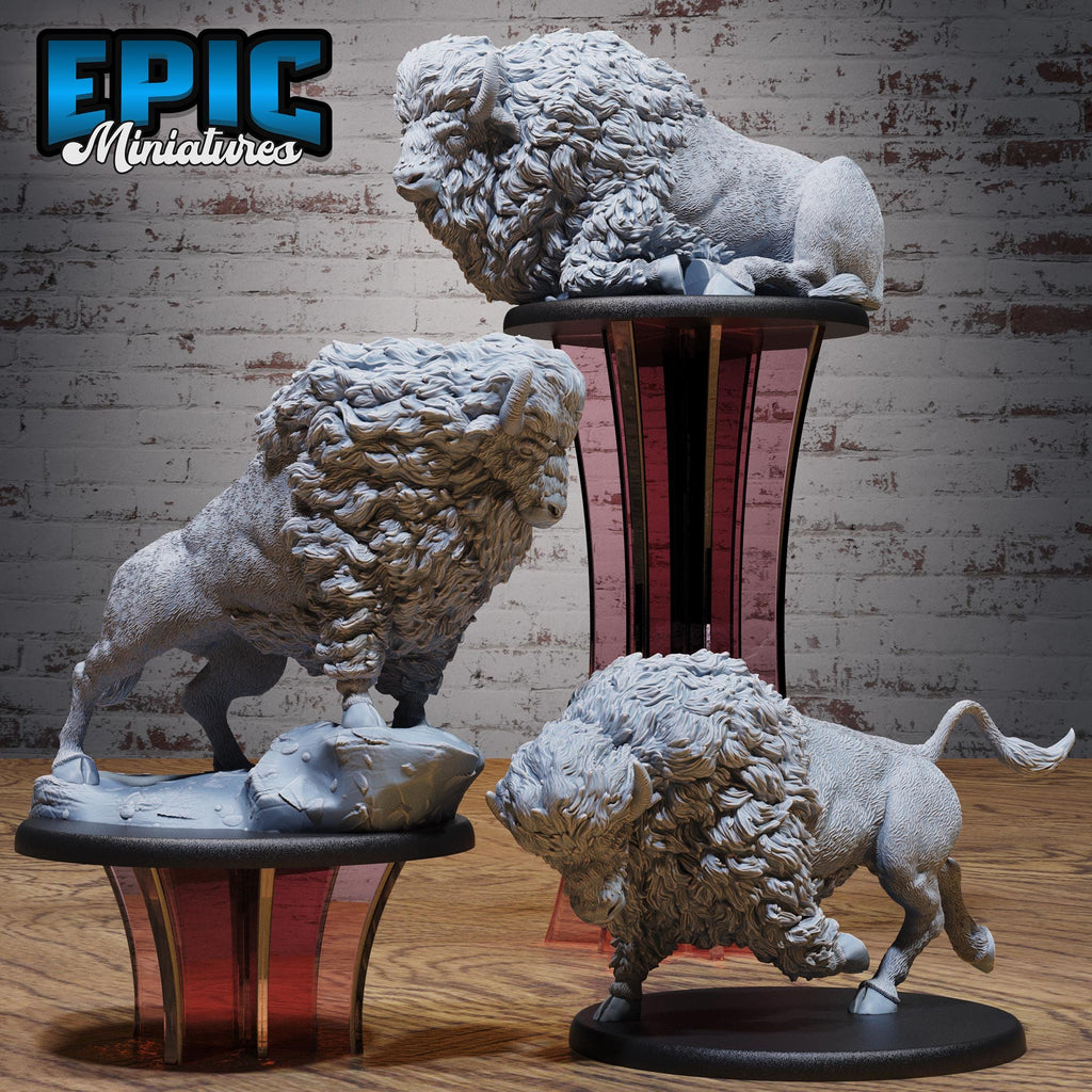 Bison Set of 3 DND miniatures group photo Native Magic