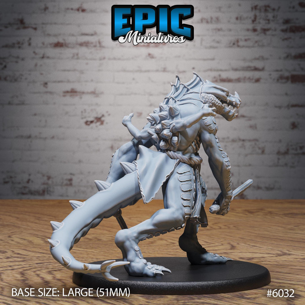 Lizard Folk Ettin Option #6032 back DND miniature Native Magic 16k resin