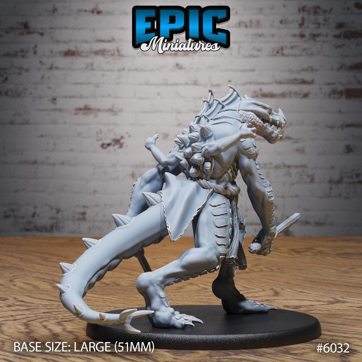 Lizard Folk Ettin Option #6032 back DND miniature Native Magic 16k resin