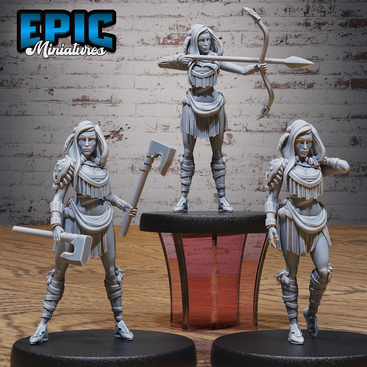 Native Girl Set of 3 DND miniatures group photo Native Magic