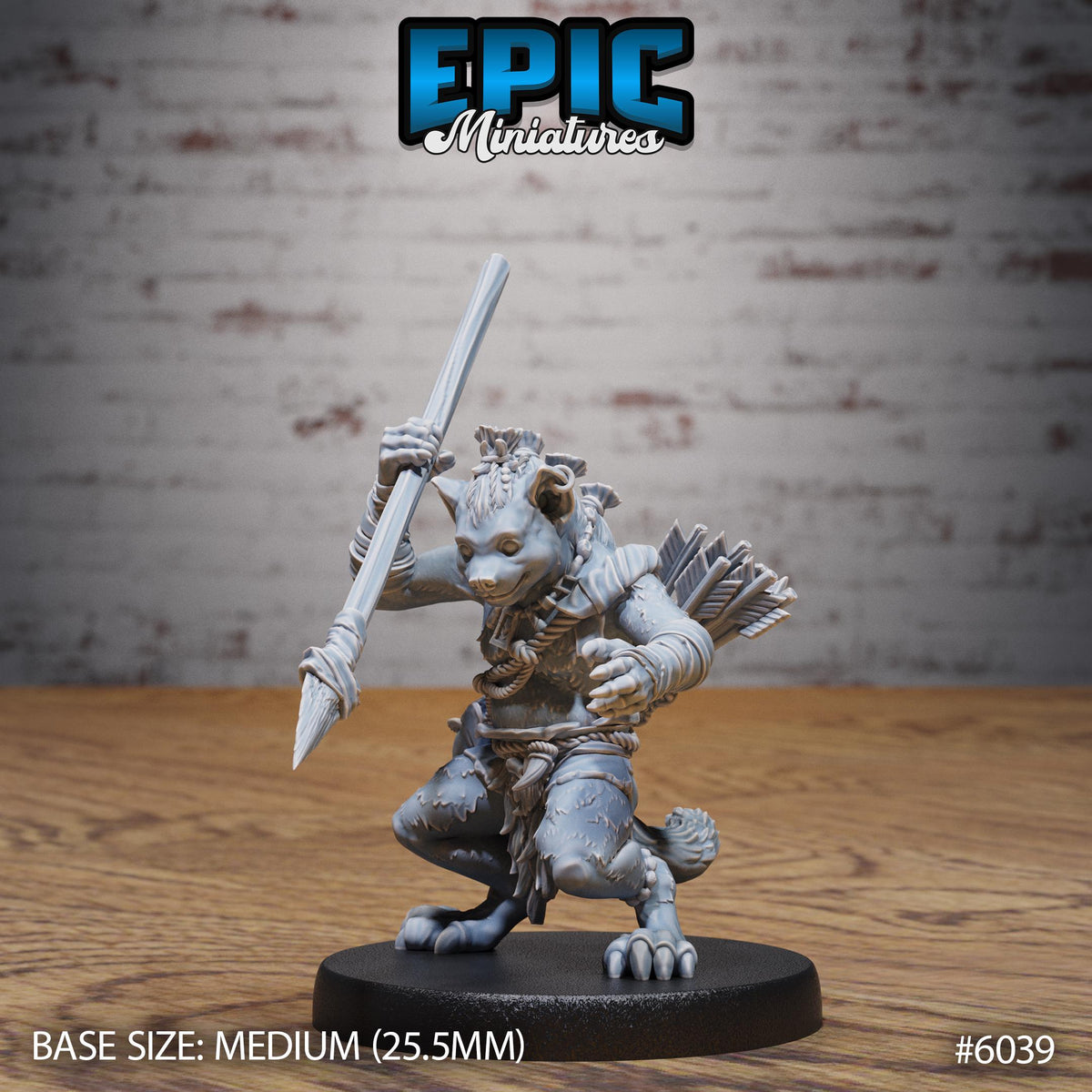 Young Gnoll Option #6039 front DND miniature Native Magic 16k resin