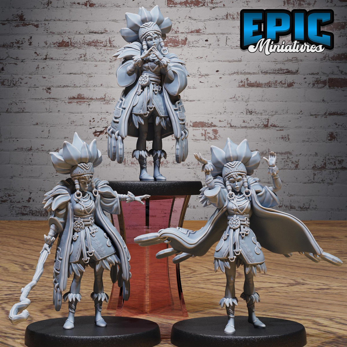Native Princess Set of 3 DND miniatures group photo Native Magic