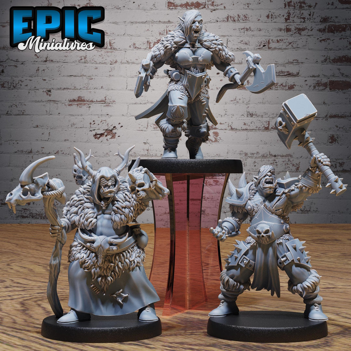 Snow Orc Set of 3 DND miniatures group photo Snow Orcs