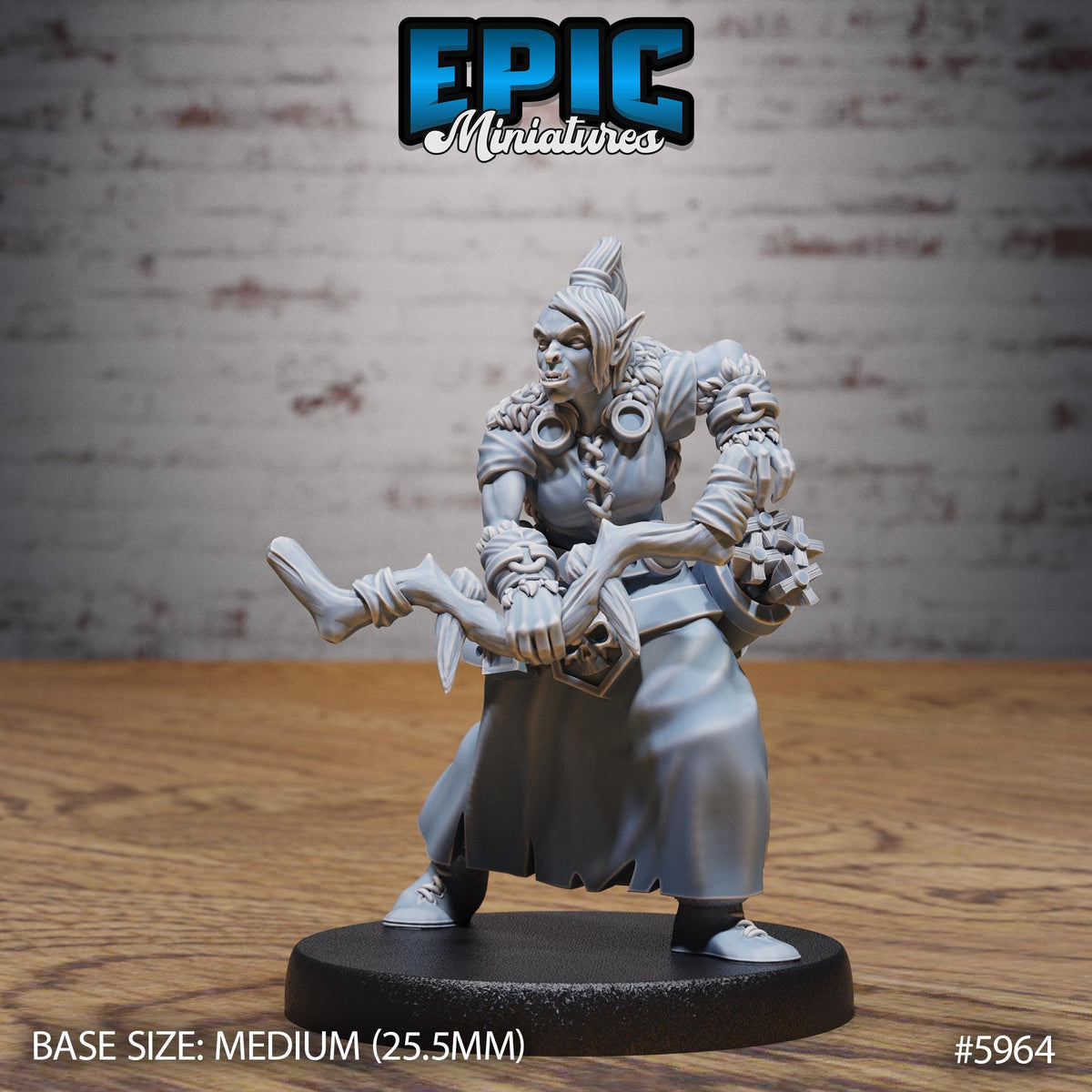 Snow Orc Warg Rider Option #5964 front DND miniature Snow Orcs 16k resin