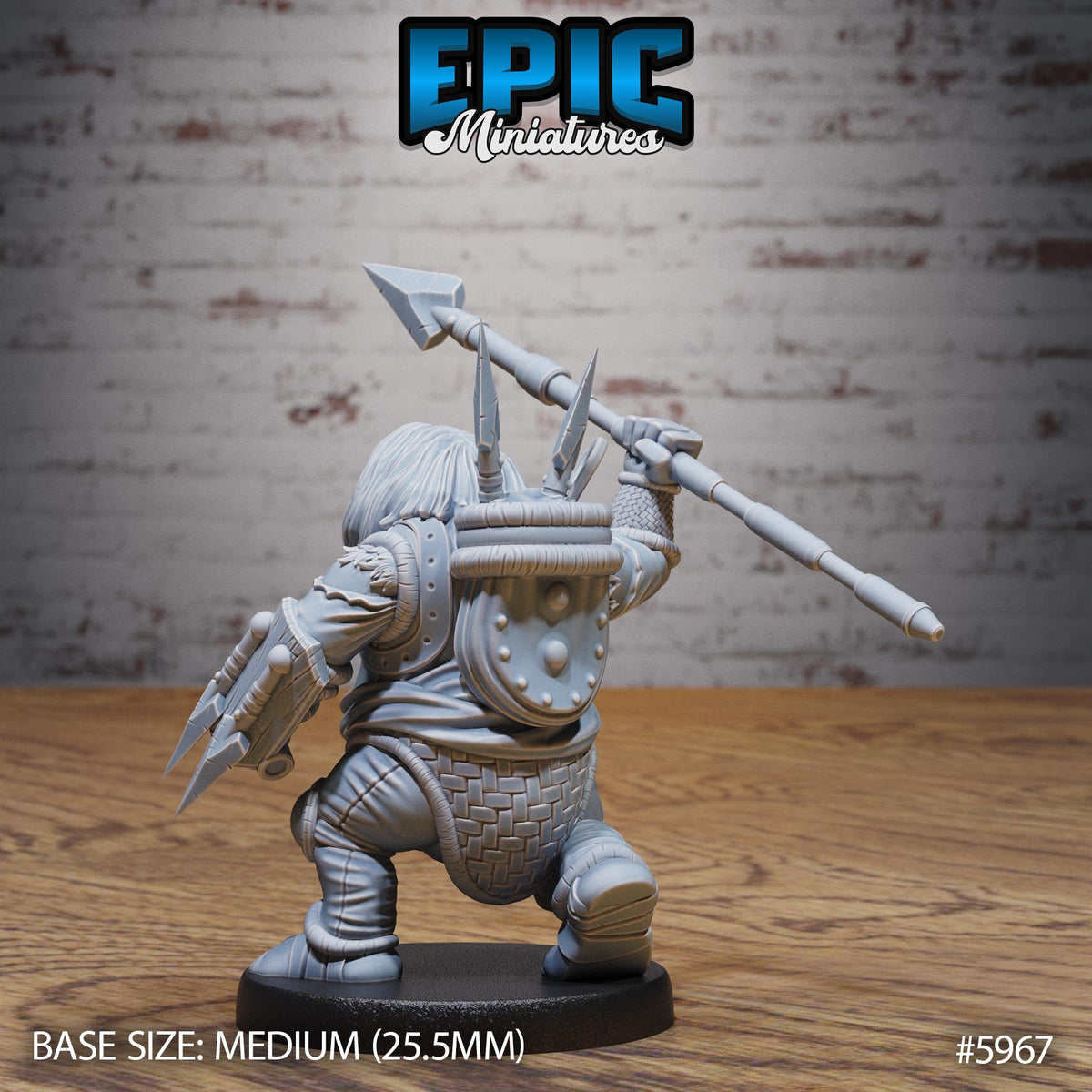 Walrus Folk Huntress Option #5967 back DND miniature Snow Orcs 16k resin