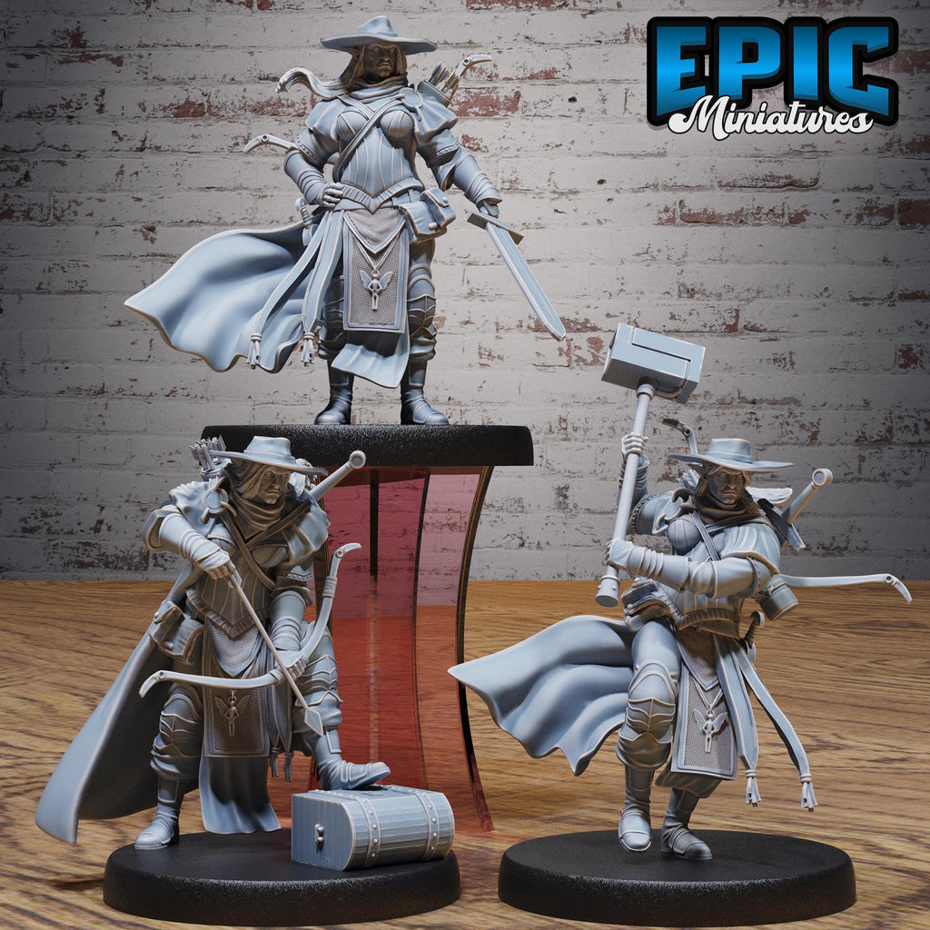 Half-Orc Female Adventurer Set of 3 DND miniatures group photo Snow Orcs