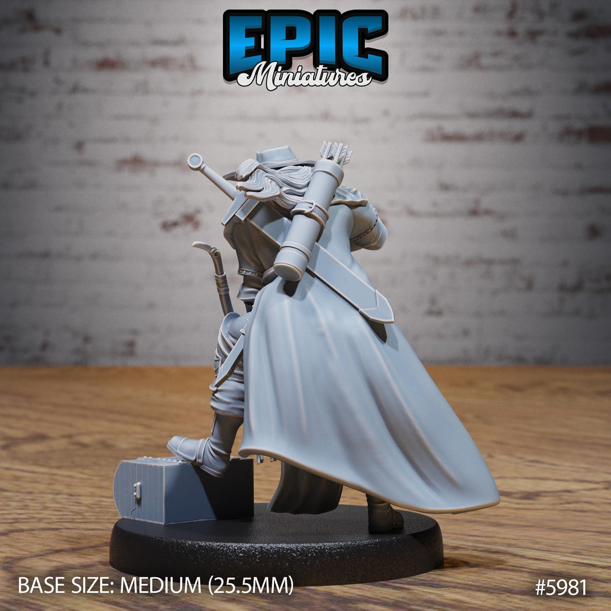 Half-Orc Female Adventurer Option #5981 back DND miniature Snow Orcs 16k resin