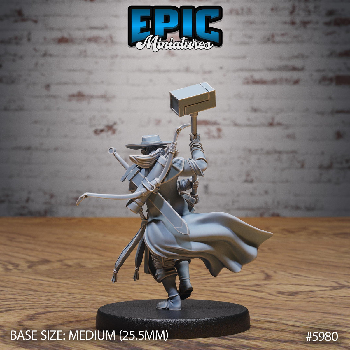 Half-Orc Female Adventurer Option #5980 back DND miniature Snow Orcs 16k resin