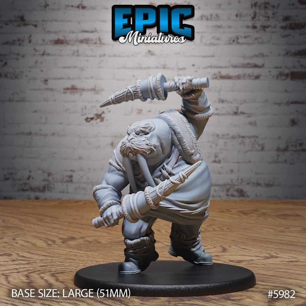 Walrus Folk Warrior Option #5982 front DND miniature Snow Orcs 16k resin