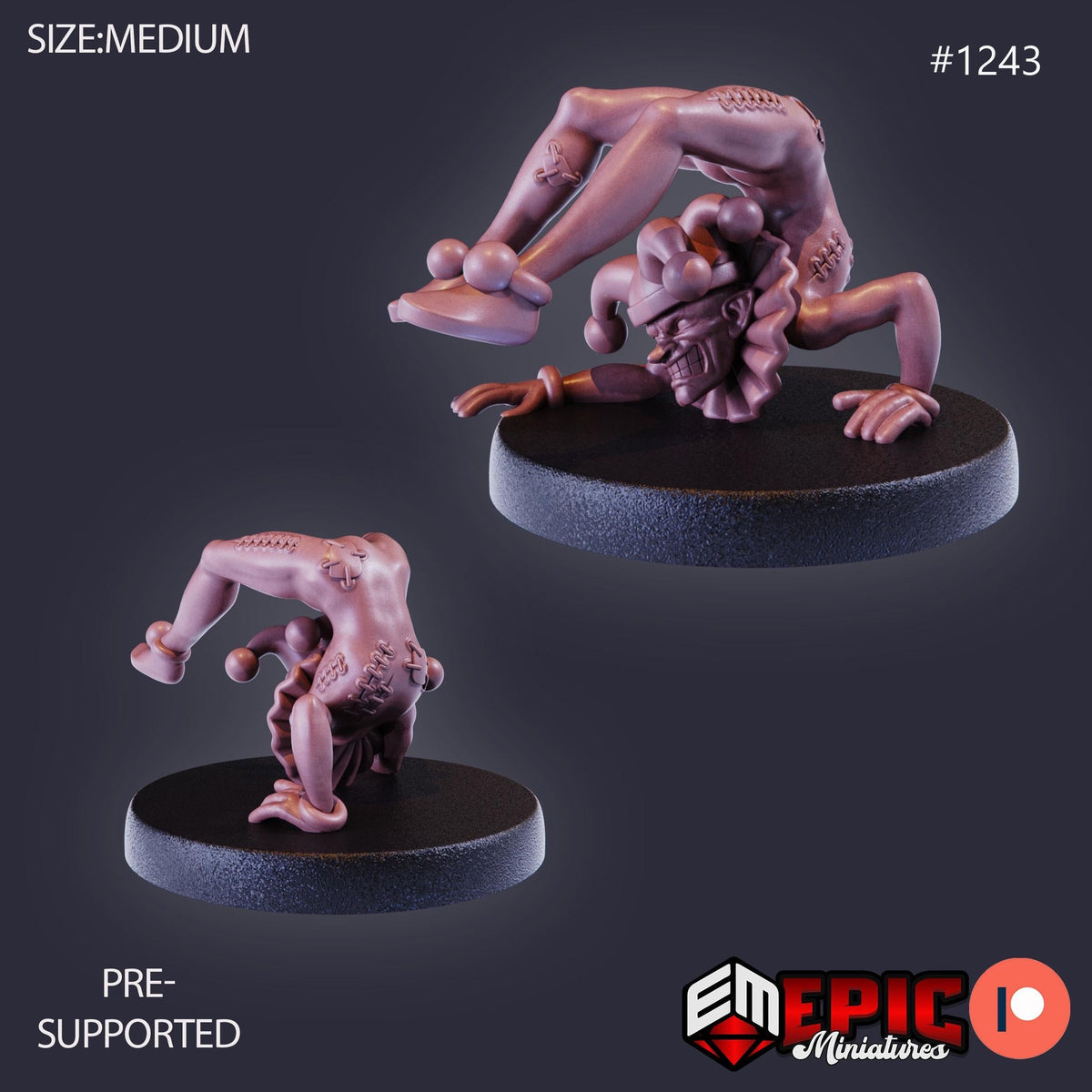 Horror Clown Option #1243 front DND miniature Halloween Horror 16k resin