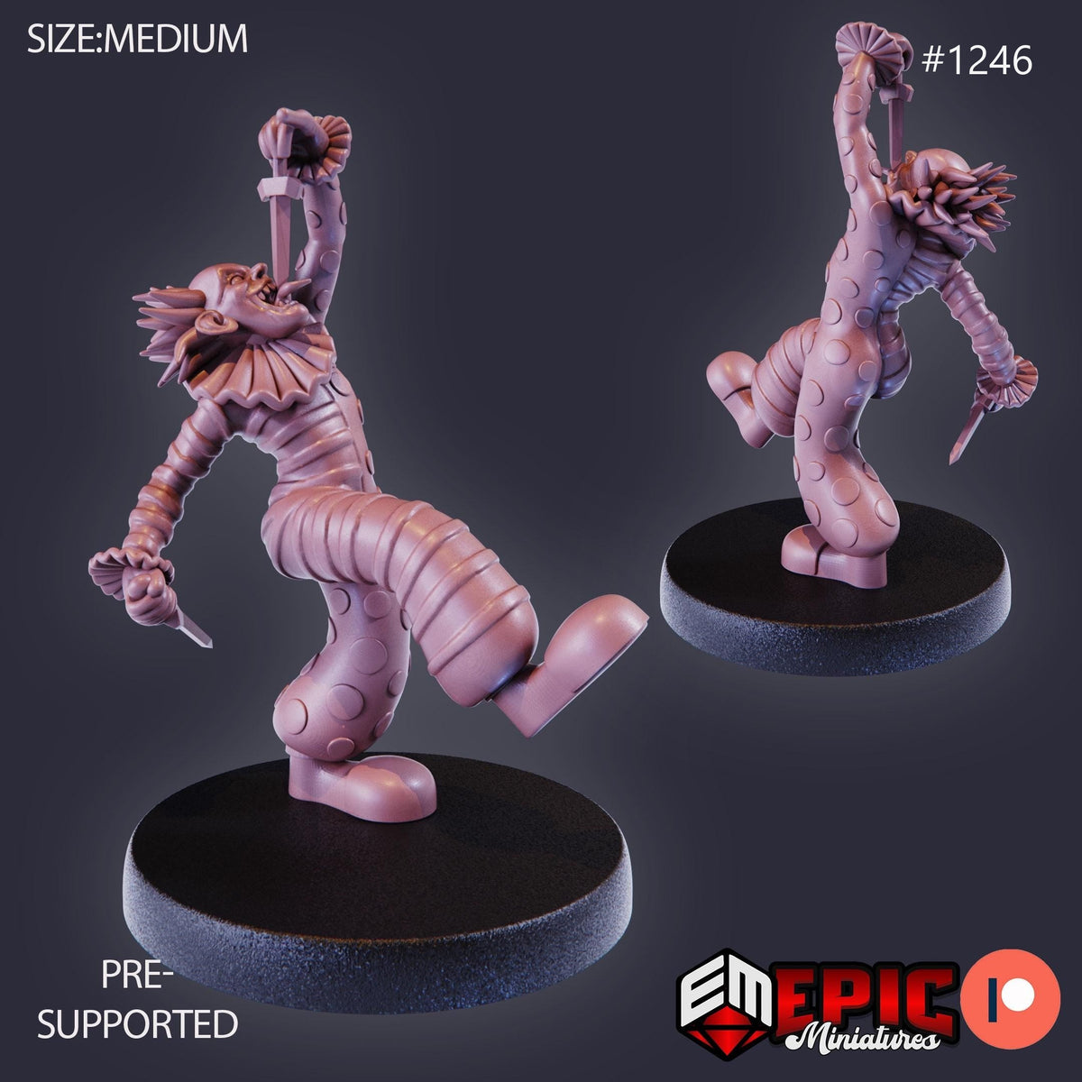 Horror Clown Option #1246 front DND miniature Halloween Horror 16k resin