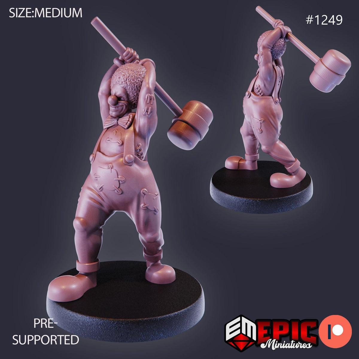 Horror Clown Option #1249 front DND miniature Halloween Horror 16k resin