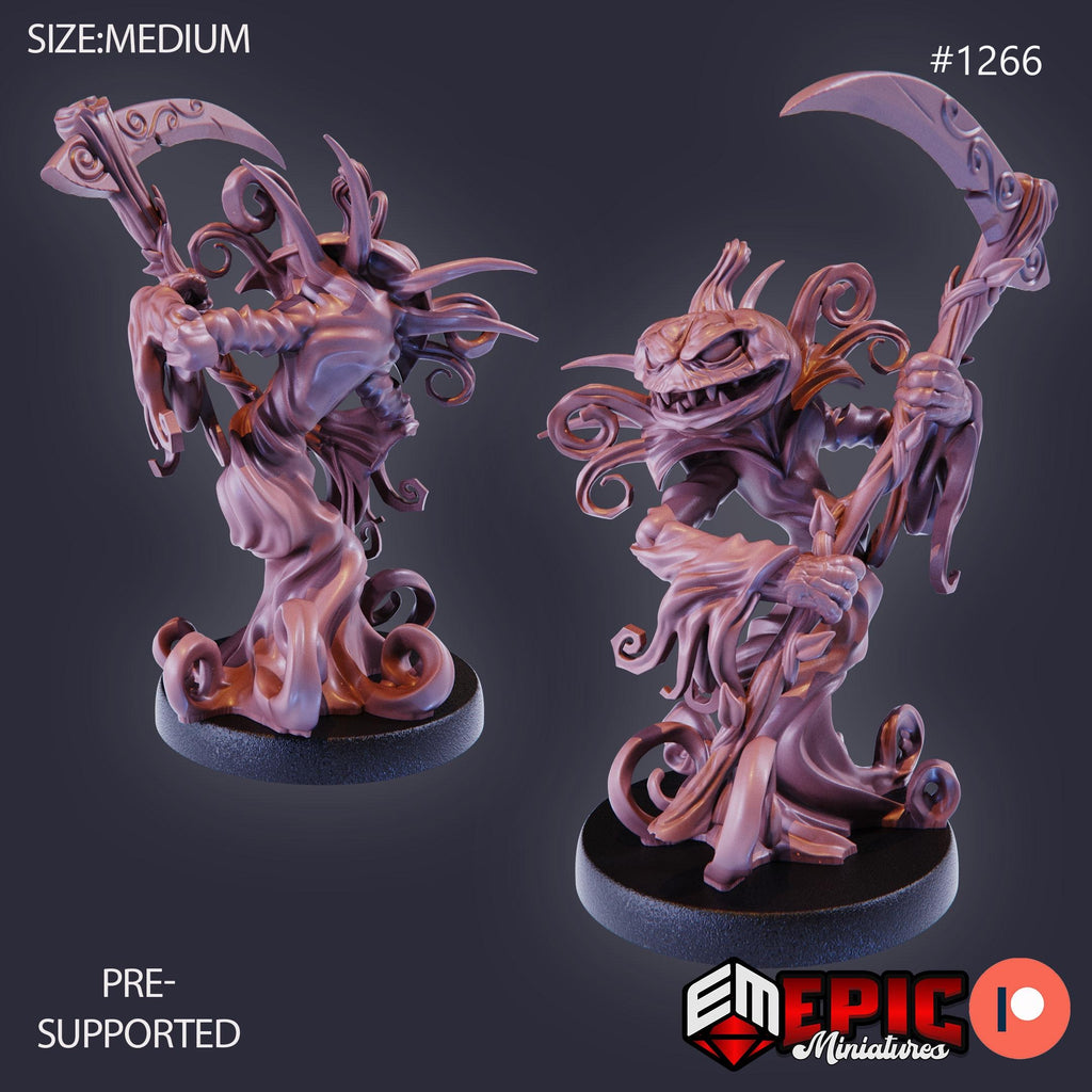 Pumpkin Reaper Option #1266 front DND miniature Halloween Horror 16k resin