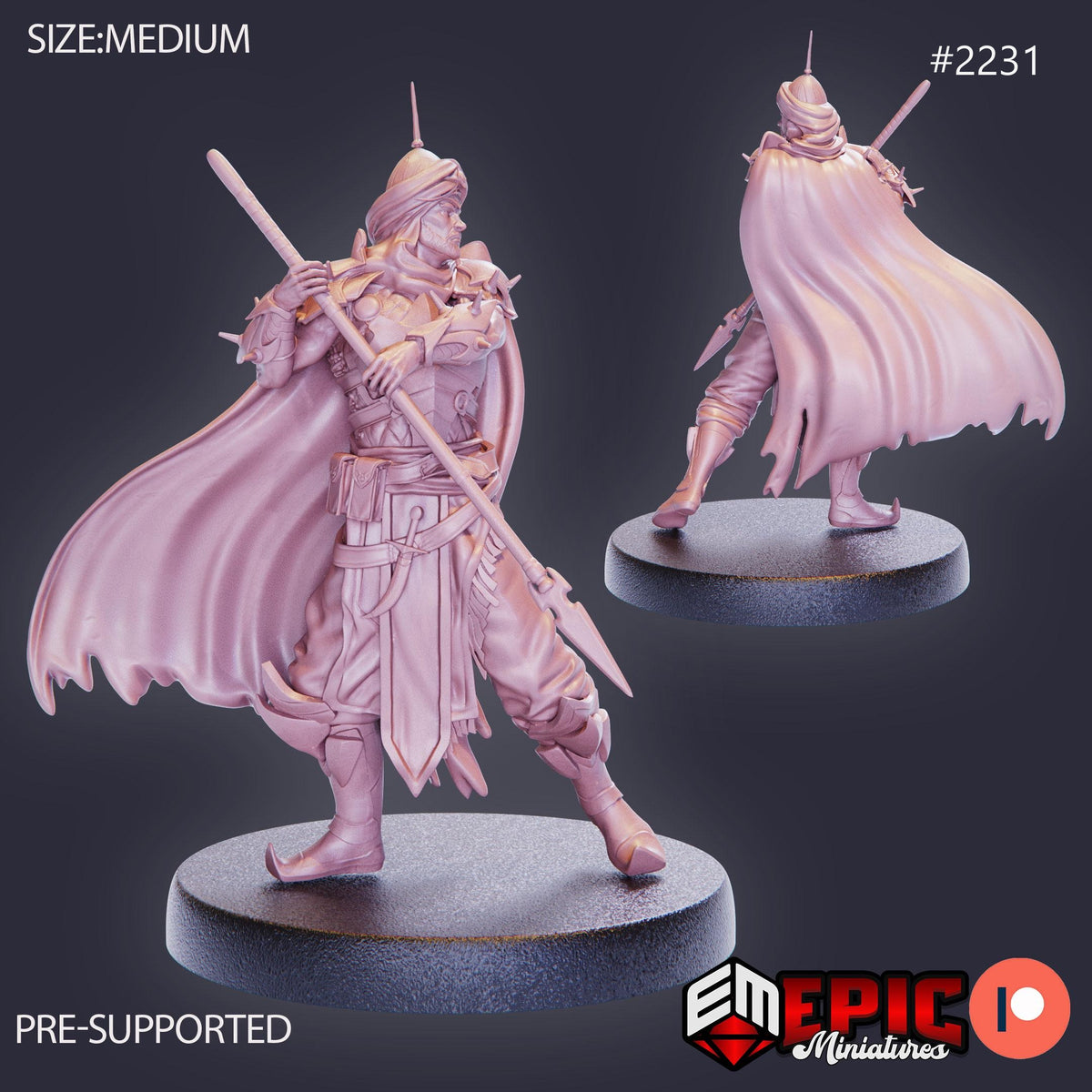 Orient Warrior Option #2231 front DND miniature Oriental Dunes 16k resin