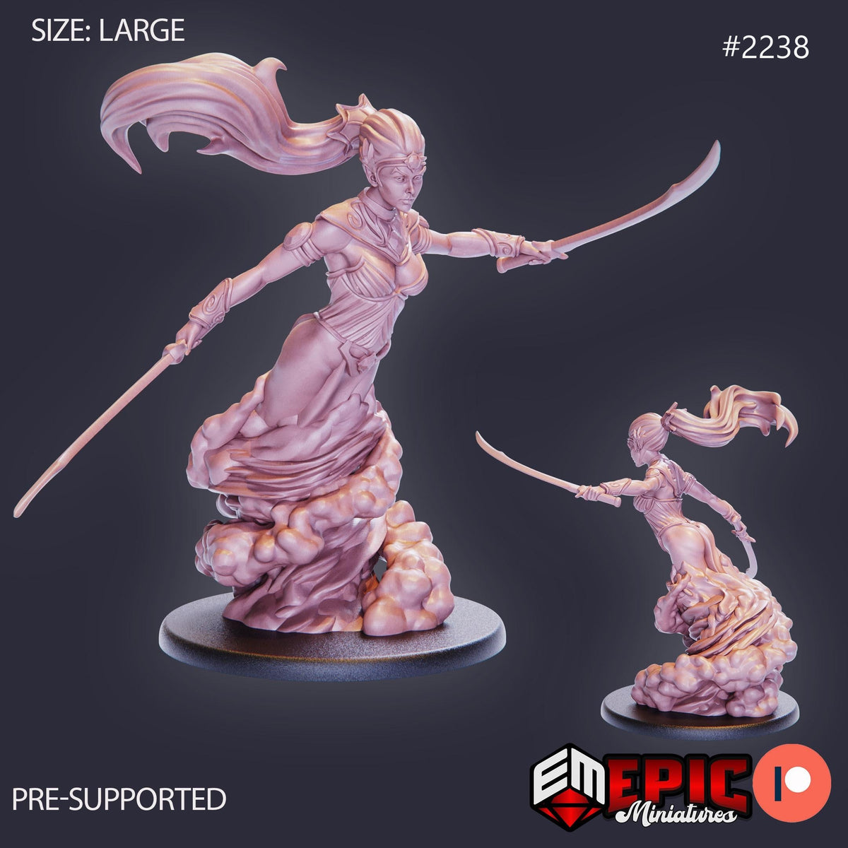 Djinni Female Option #2238 front DND miniature Oriental Dunes 16k resin