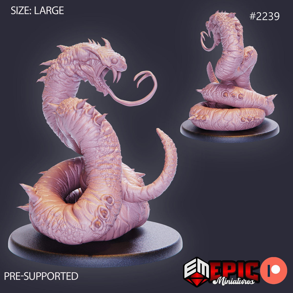 Giant Sand Snake Option #2239 front DND miniature Oriental Dunes 16k resin