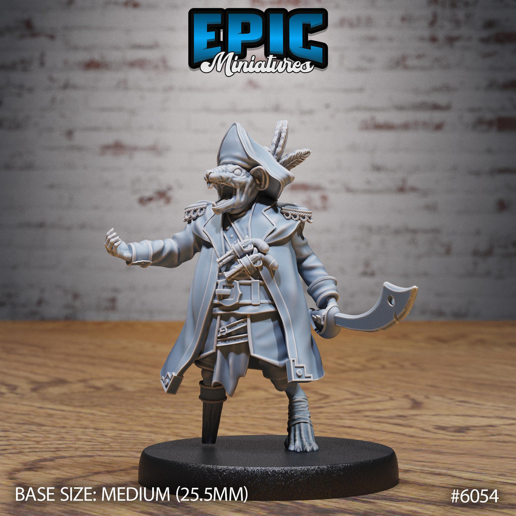 Ratfolk Pirate Captain Option #6054 front DND miniature Corsair Waters 16k resin