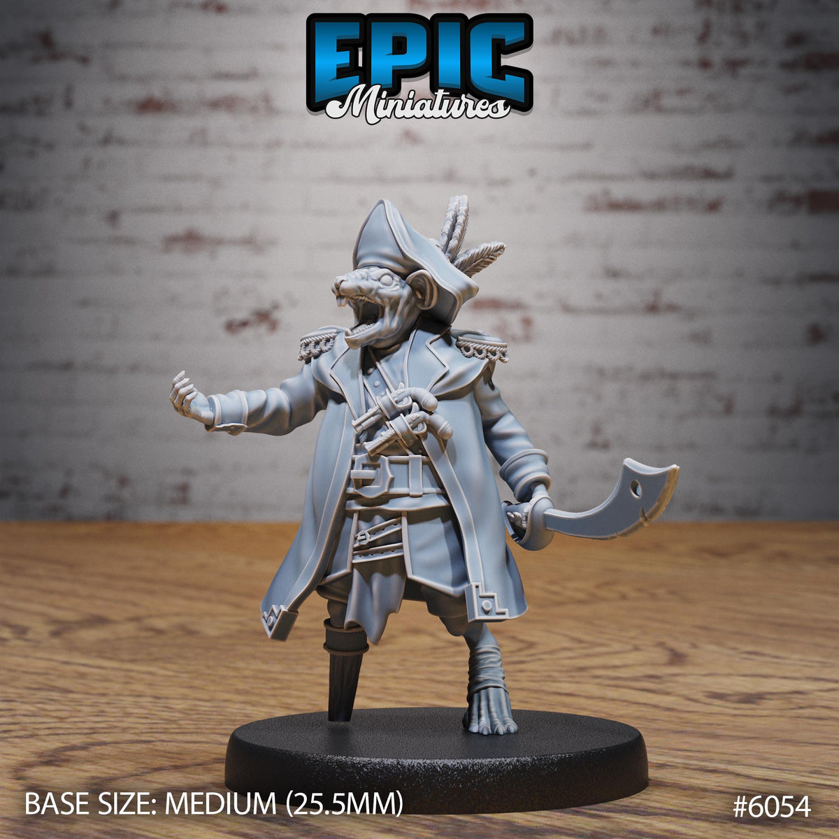 Ratfolk Pirate Captain Option #6054 front DND miniature Corsair Waters 16k resin