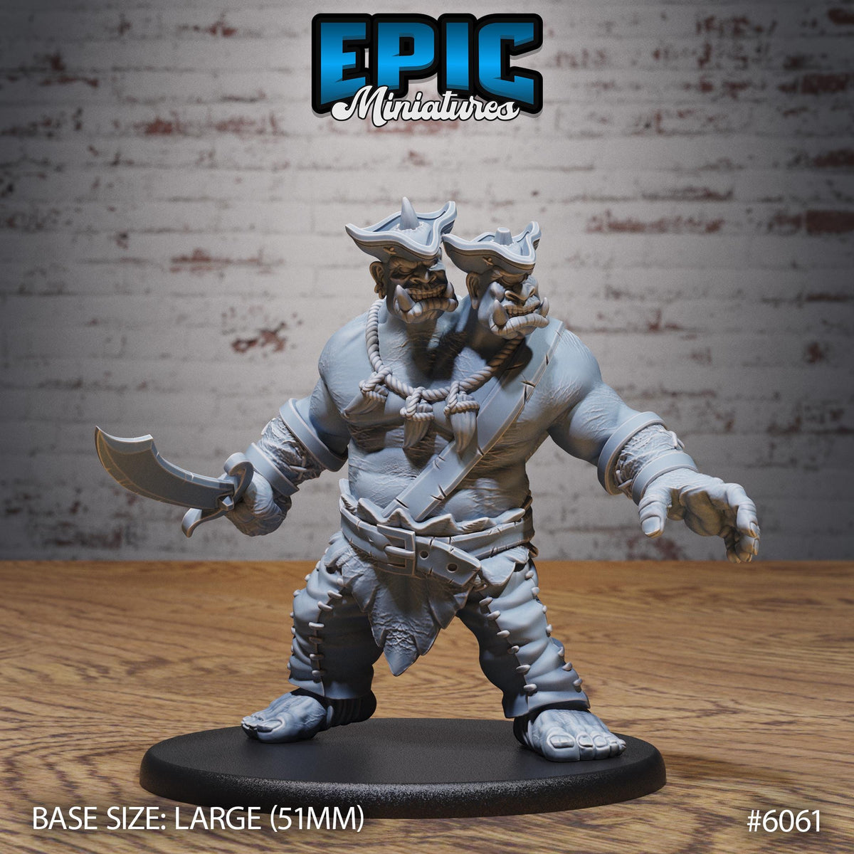 Ettin Pirate Option #6061 front DND miniature Corsair Waters 16k resin