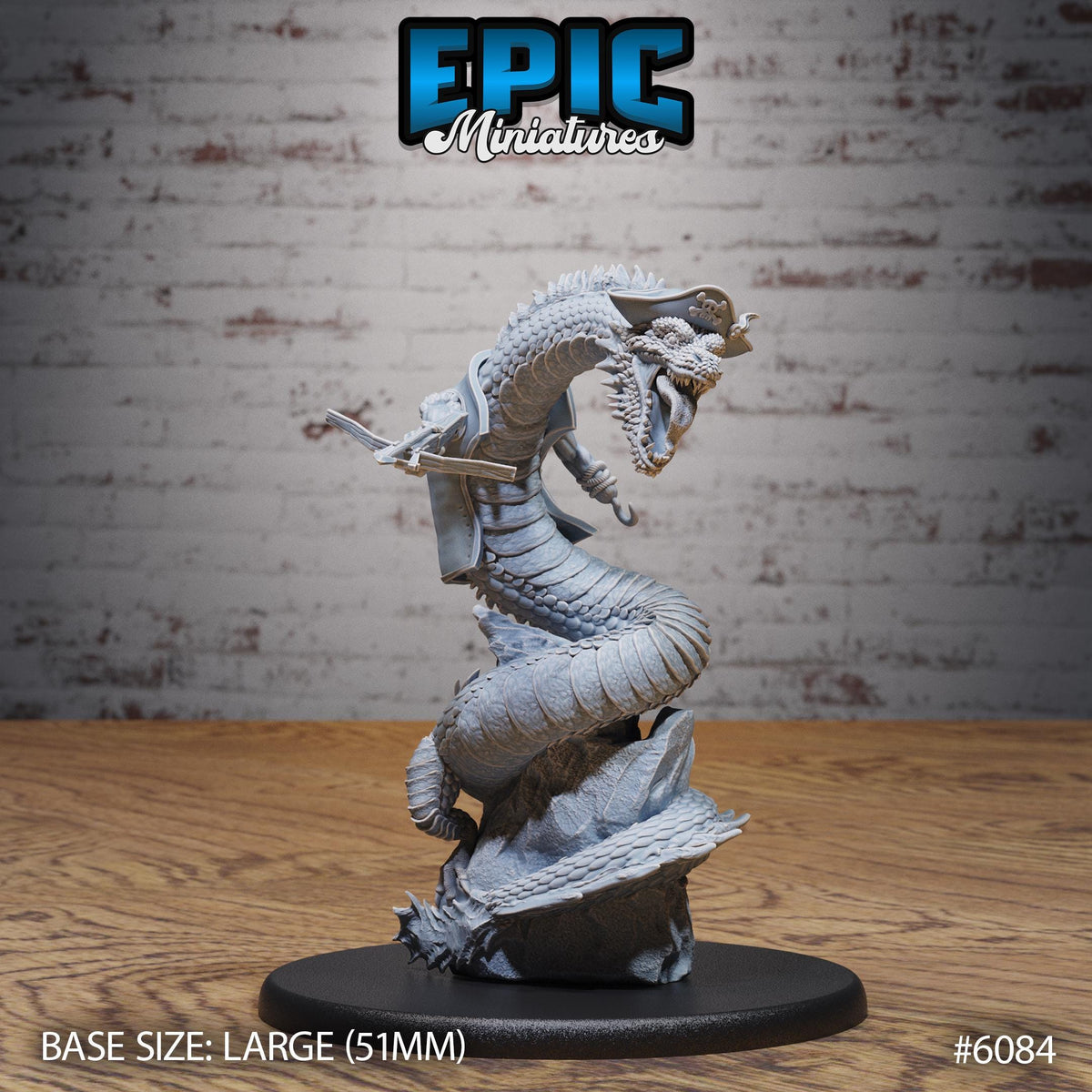 Sea Serpent Pirate Option #6084 front DND miniature Corsair Waters 16k resin