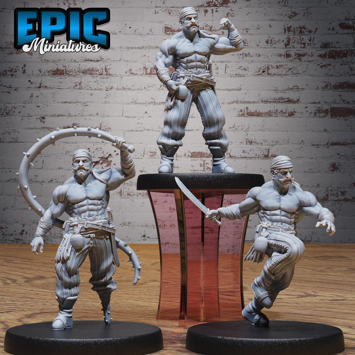 Muscle Pirate Set of 3 DND miniatures group photo Corsair Waters