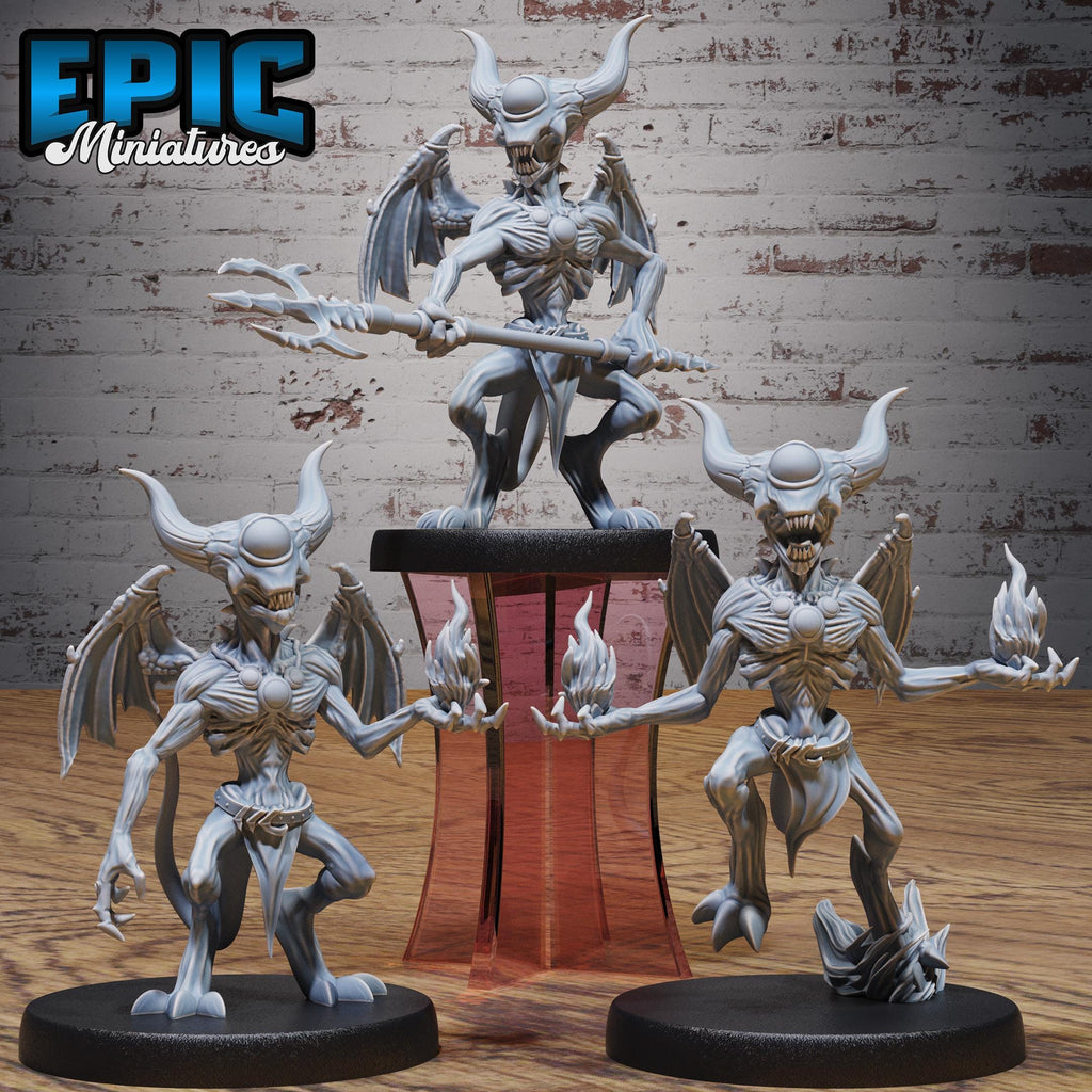 Pyro Demon Set of 3 DND miniatures group photo Demons of Torment