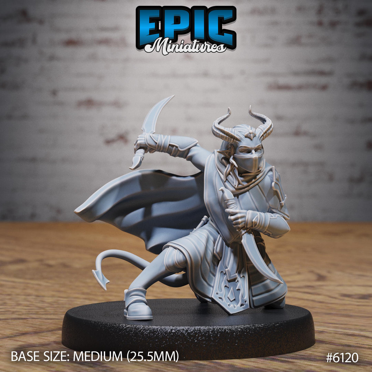 Tiefling Assassin Option #6120 front DND miniature Demons of Torment 16k resin