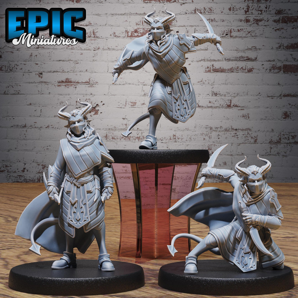 Tiefling Assassin Set of 3 DND miniatures group photo Demons of Torment