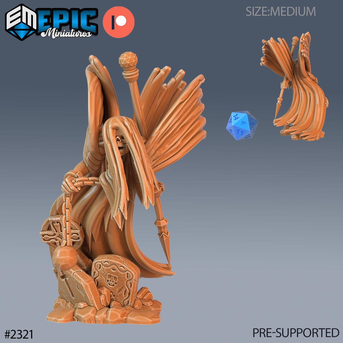 Graveyard Ghost Option #2322 front DND miniature Tombs of Demise 16k resin