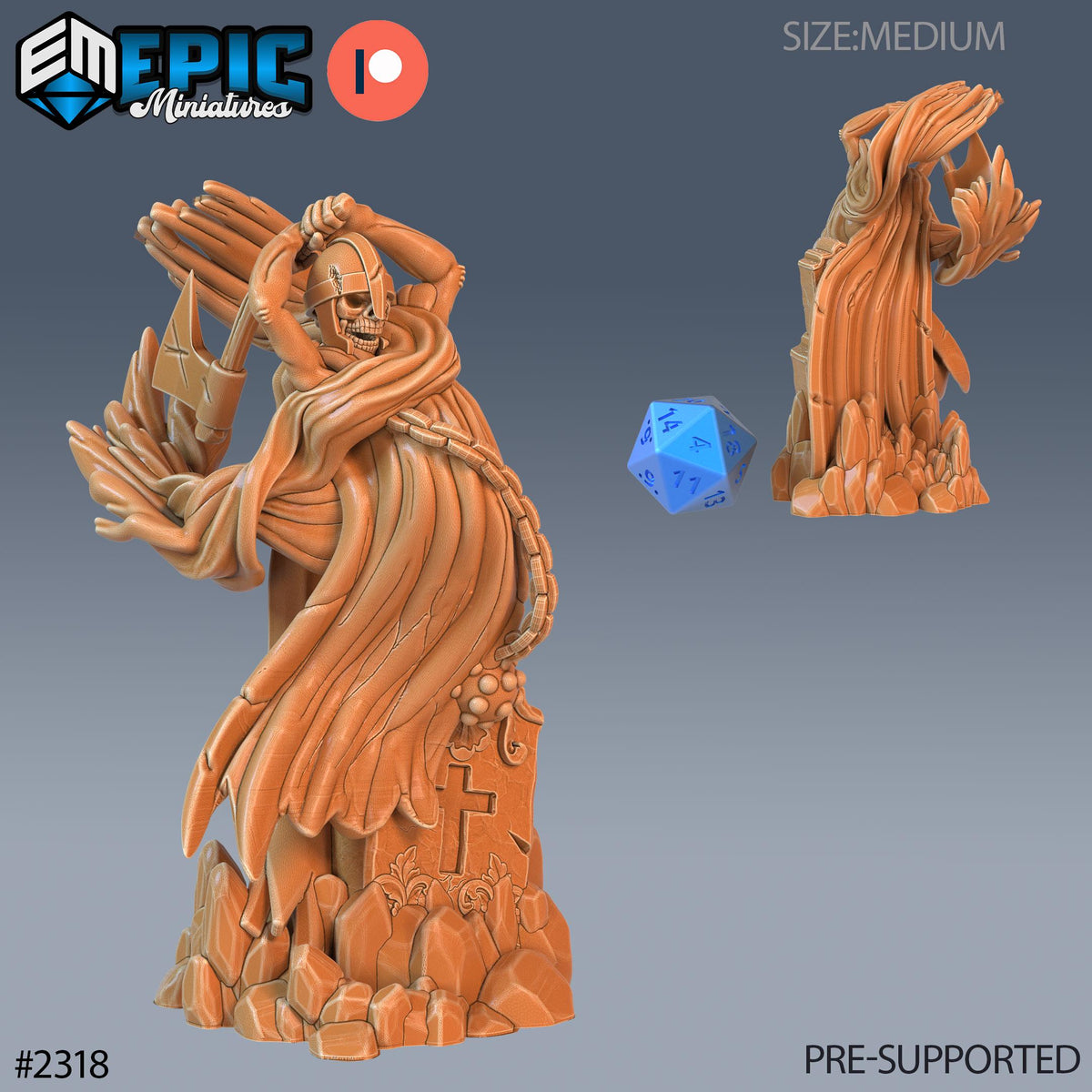 Graveyard Ghost Option #2319 front DND miniature Tombs of Demise 16k resin