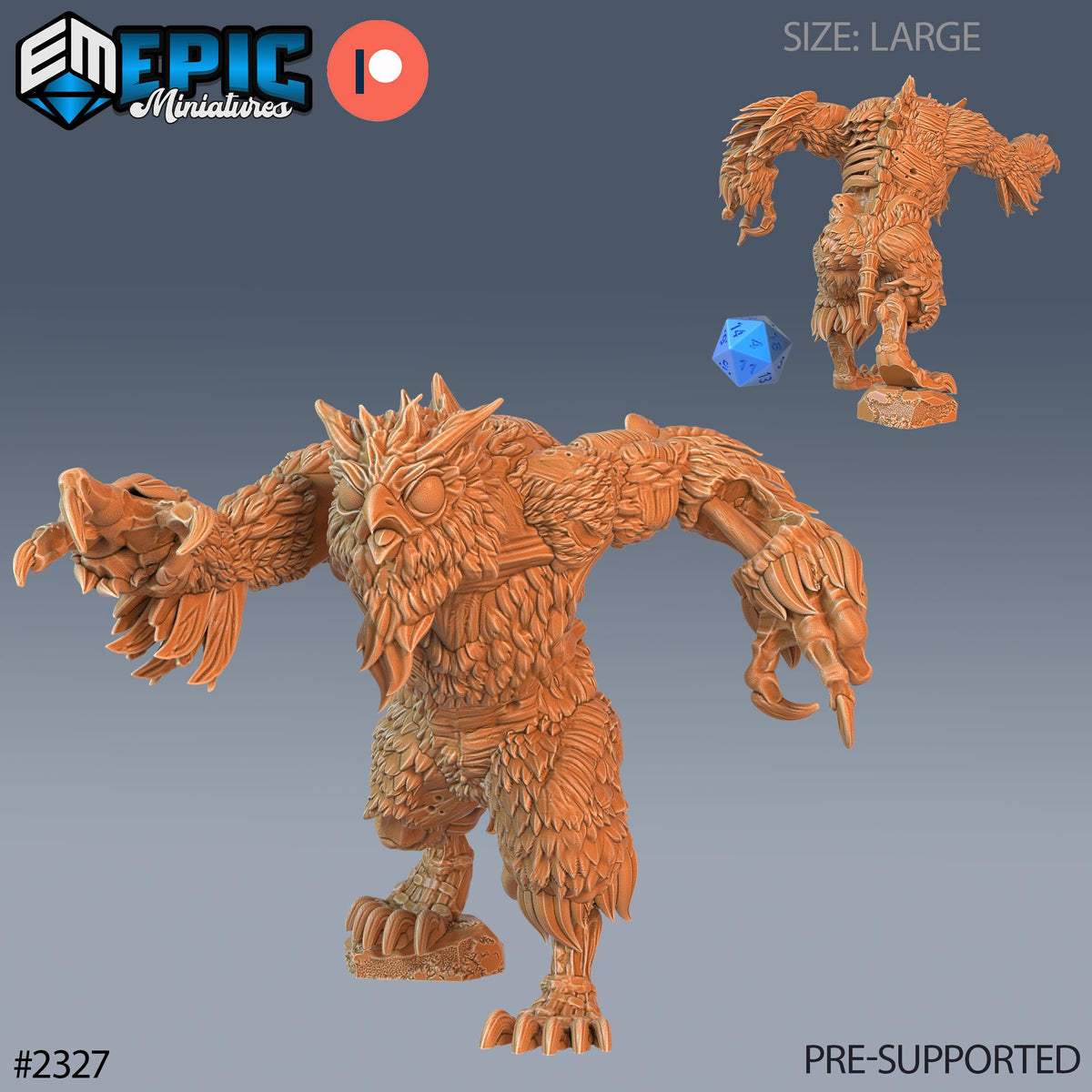 Zombie Owlbear Option #2327 front DND miniature Tombs of Demise 16k resin