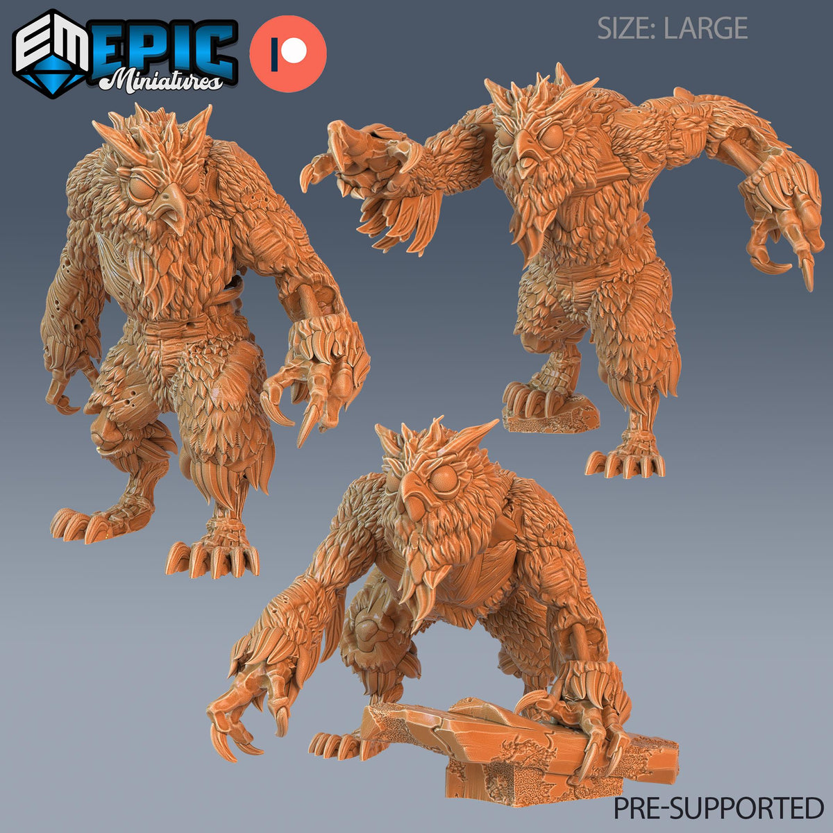 Zombie Owlbear Set of 3 DND miniatures group photo Tombs of Demise