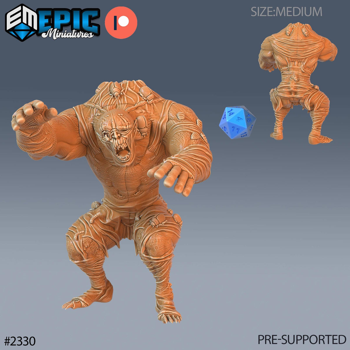 Hive Controlled Zombie Option #2330 front DND miniature Tombs of Demise 16k resin