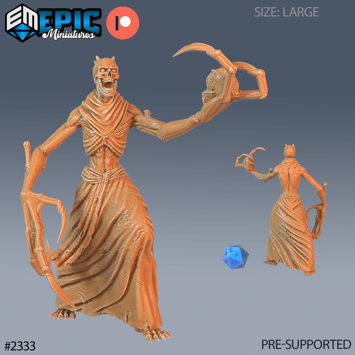 Boneclaw Classic Option #2333 front DND miniature Tombs of Demise 16k resin
